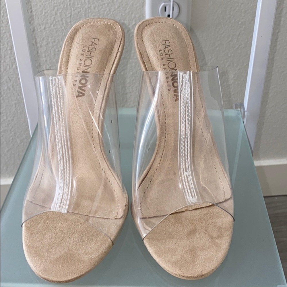 Fashion nova clear nude heels